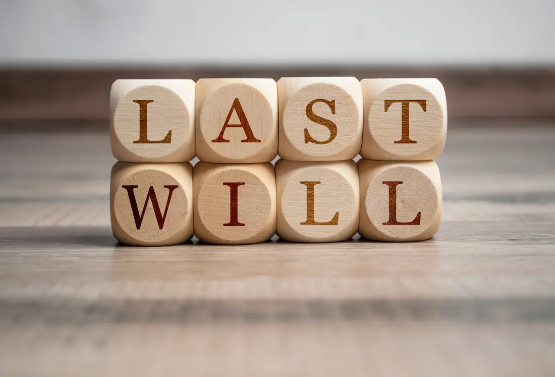 Wooden blocks spelling last will